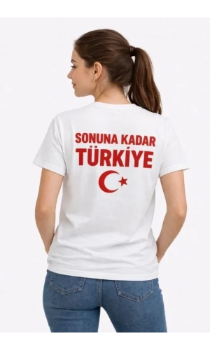 Bidebuvar TÜRKİYE Ay Yıldız Baskılı Taraftar Forma T-Shirt - Beyaz