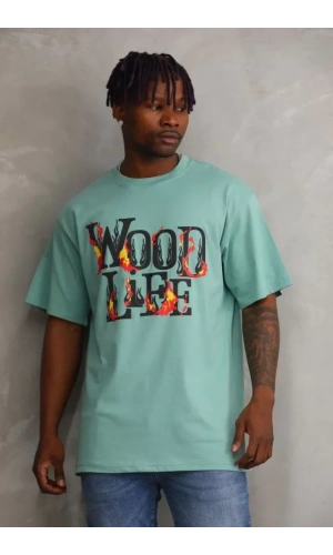 Bidebuvar Unisex Baskılı Oversize T-Shirt - Mint Yeşili