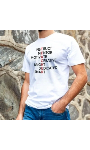 Bidebuvar Unisex Bisiklet Yaka Baskılı Oversize T-Shirt - Beyaz