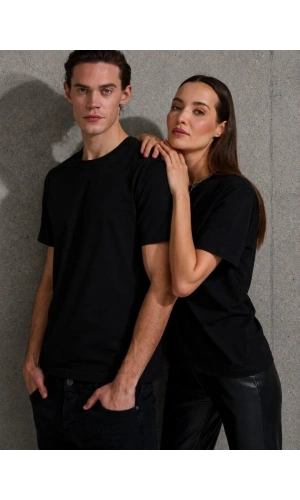 Bidebuvar Unisex Kısa Kollu Bisiklet Yaka Basic Viskon Bluz