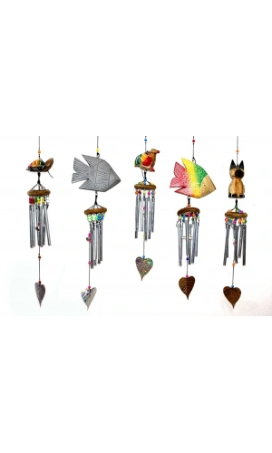 Bidebuvar Üstü Ahşap Altı Metalli Rüzgar Çanı