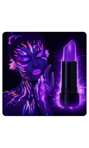 Bidebuvar UV Neon Mor Ruj – Karanlıkta Parlayan Makyaj Boyası