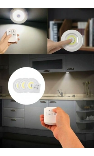 Bidebuvar Uzaktan Kumandalı Yapışkanlı 3lü Led Spot Lamba