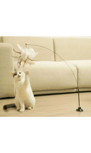 Bidebuvar Vantuzlu Tüylü Zilli Kedi Oyun Oltası