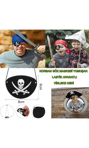 Bidebuvar Vinleks Deri Korsan Göz Bandı Lastikli