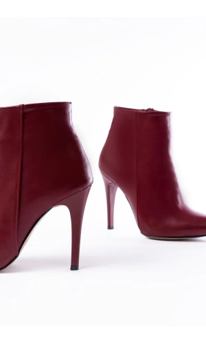 Bidebuvar VRT-4802 Bordo Yüksek İnce Topuklu Fermuarlı Kadın Bot