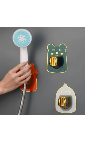 Bidebuvar Yapışkanlı Hayvan Figürlü Hareketli Duş Başlığı Tutucu
