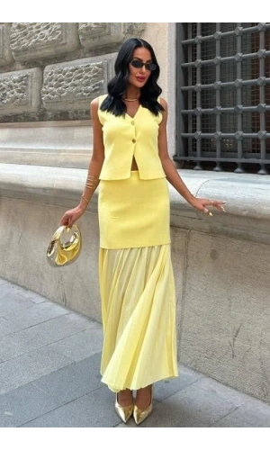 Bidebuvar Yelekli Ve Pilise Etekli Triko Takım 10001