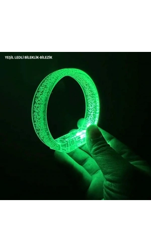 Bidebuvar Yeşil Led Işıklı Baskı Yapılabilen Pilli Bileklik Bilezik