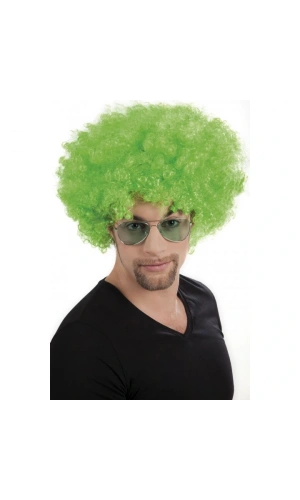 Bidebuvar Yeşil Renk Kıvırcık Afro Bonus Peruk