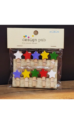 Bidebuvar Yıldız Tasarımlı Mini Fotoğraf Mandalları