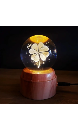 Bidebuvar Yonca Tasarımlı USB Dönen Cam Küre