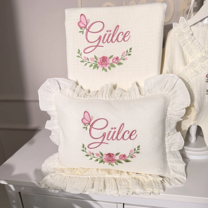 Kruvaze Fırfırlı Tulum- Yastık- Battaniye