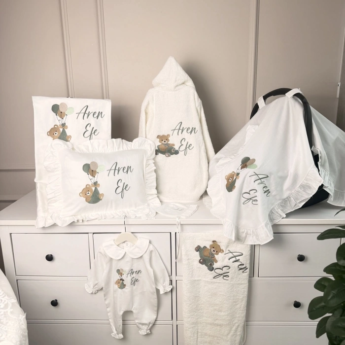 Müslin Hastane çıkış Seti ve Bornoz Seti