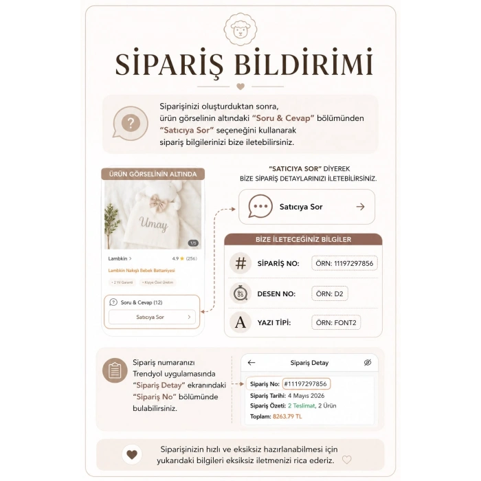 Lambkin Baby Kişiye Özel İsim Nakışlı Müslin Yastık Battaniye