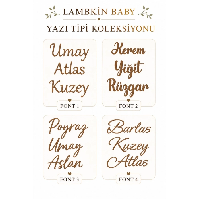 Lambkin Baby Kişiye Özel Nakışlı Müslin Yenidoğan Puset Örtüsü