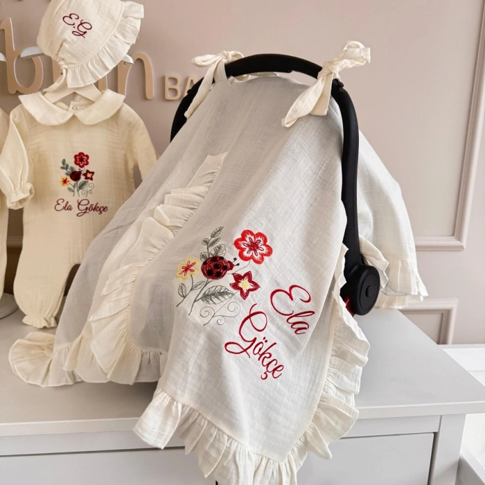 Nakışlı İşlemeli İsimli Hastane Çıkış Seti