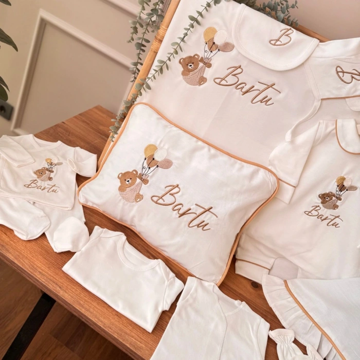 12’li Hastane Çıkış Seti – Kahve Biyeli, %100 Pamuk