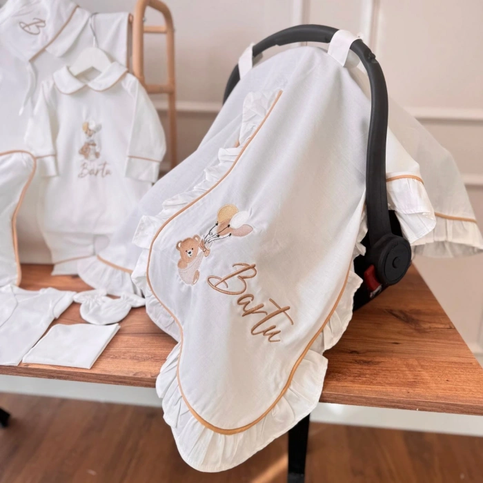 12’li Hastane Çıkış Seti – Kahve Biyeli, %100 Pamuk