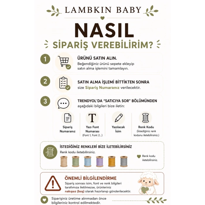 Lambkin Baby Kişiye Özel Nakışlı Pamuk Saten Yenidoğan Bebek Seti