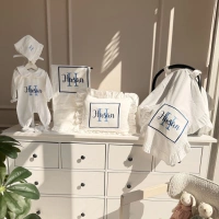 Pamuk Saten Hastane Çıkış Seti – Yastık, Battaniye, Puset Örtüsü & Tulum–Şapka