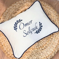 Lacivert Biyeli Pamuk Saten Yastık – Kişiye Özel Nakışlı