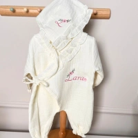 Nakışlı İşlemeli Kruvaze Yaka Tulum