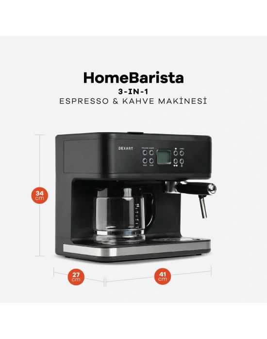 DEXART HOMEBARISTA 3 IN 1 FİLTRE KAHVE & ESPRESSO DX-1341 -