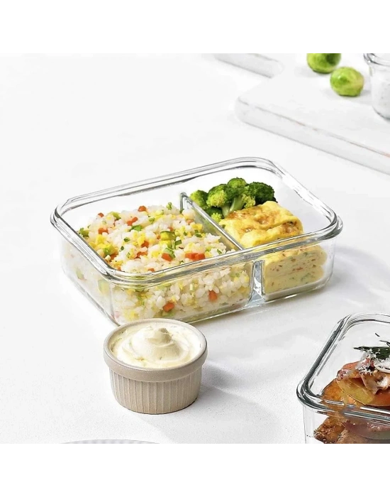 GLASSLOCK 920 ML 2 Lİ DİKDÖRTGEN CAM SAKLAMA KABI MCRK092 -