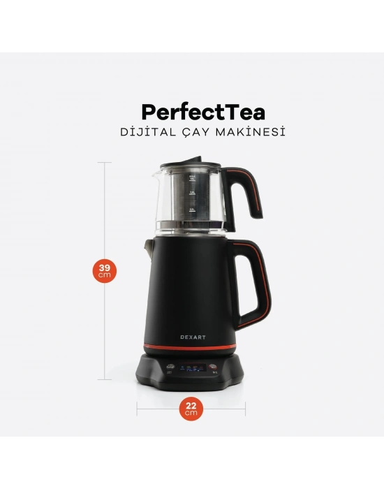 DEXART PERFECT TEA DIJITAL ÇAY MAKİNA BLACK STEEL DX-1321-BL -