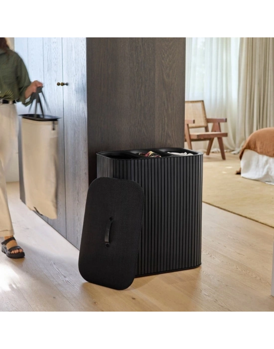 JJ TOTA TRIO LUXE 90 LT 3 BÖLME ÇAMAŞIR SEPETİ SİYAH 5000007 -