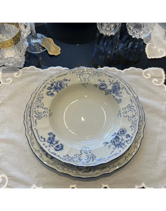 İNGİLİZ MAVİ IVORY 77 PARÇA YEMEK TAKIMI