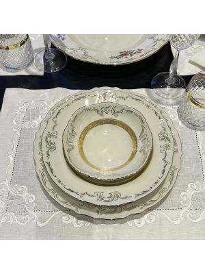 İNGİLİZ YALDIZ KALIN BANT IVORY 77 PARÇA YEMEK TAKIMI -