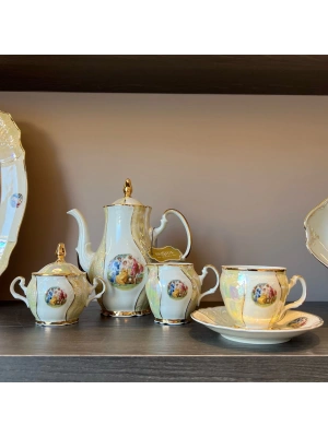 LÜSTERLİ MARKİZLİ IVORY 29 PARÇA ÇAY TAKIMI -