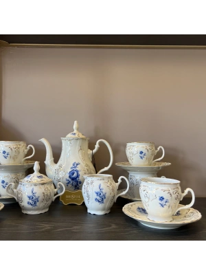 İNGİLİZ YALDIZ ORTA MAVİ ÇİÇEK 29 PARÇA ÇAY TAKIMI