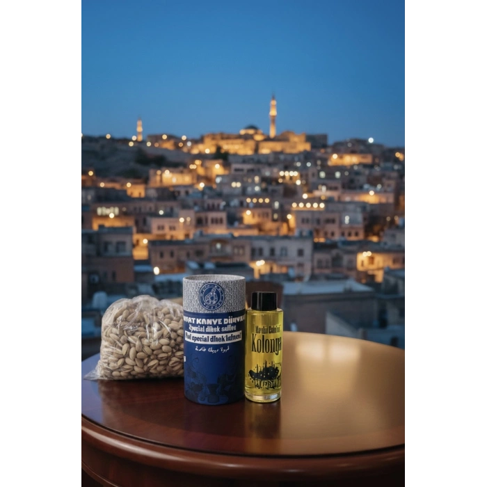 1 KG FISTIK, 400 GR SPECİAL DİBEK KAHVESİ VE NERGİS KOLONYASI 250 ML