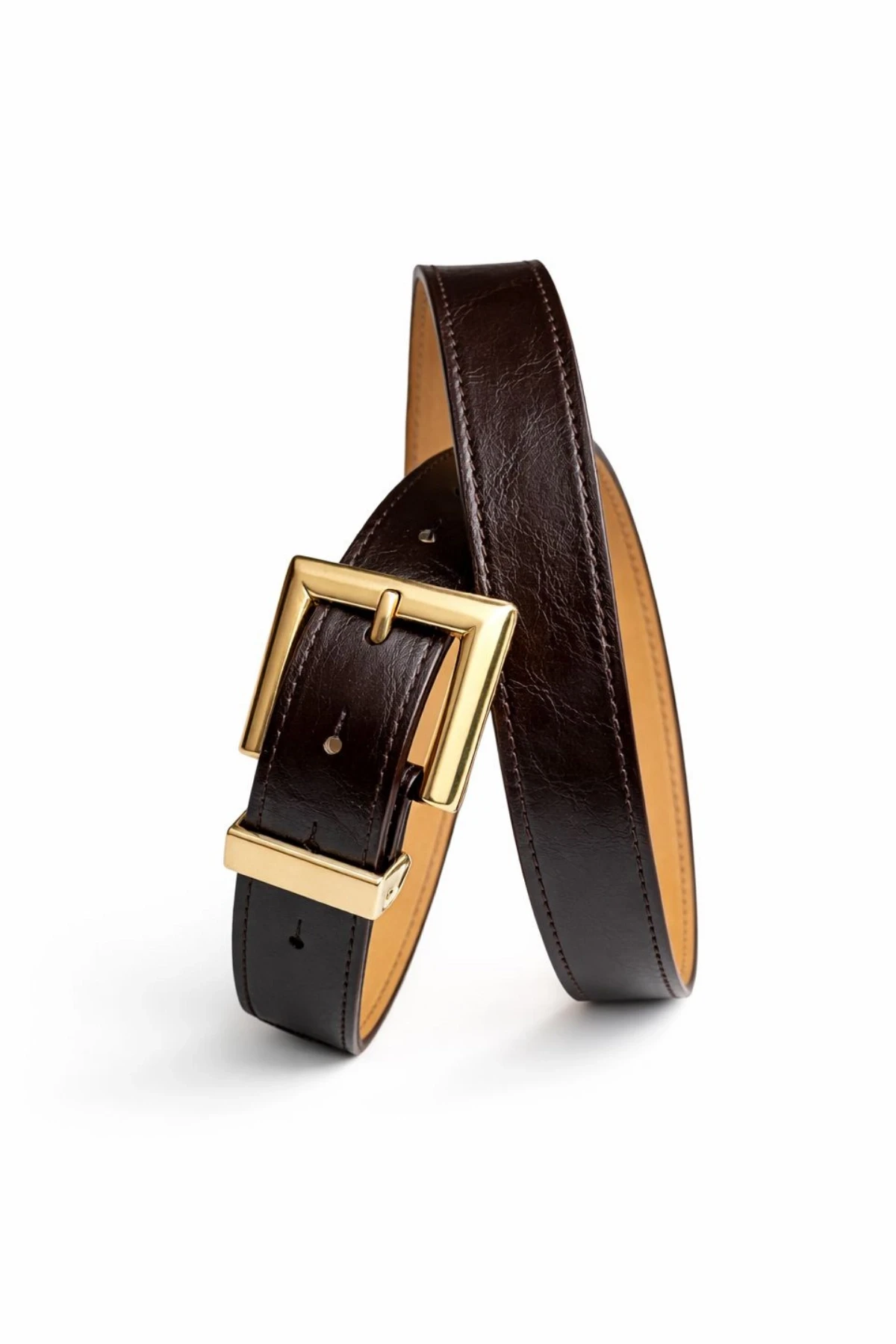 Acı Kahverengi Gold Tokalı Kemer