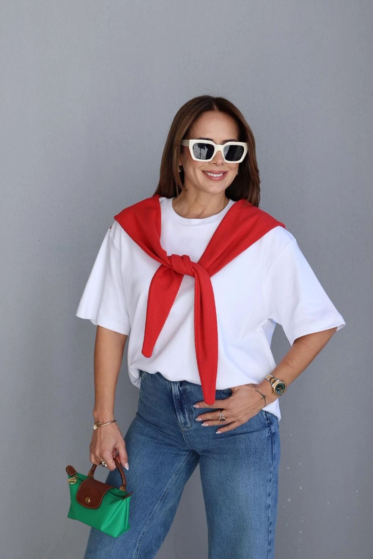 Beyaz Bağlama Detay Tshirt