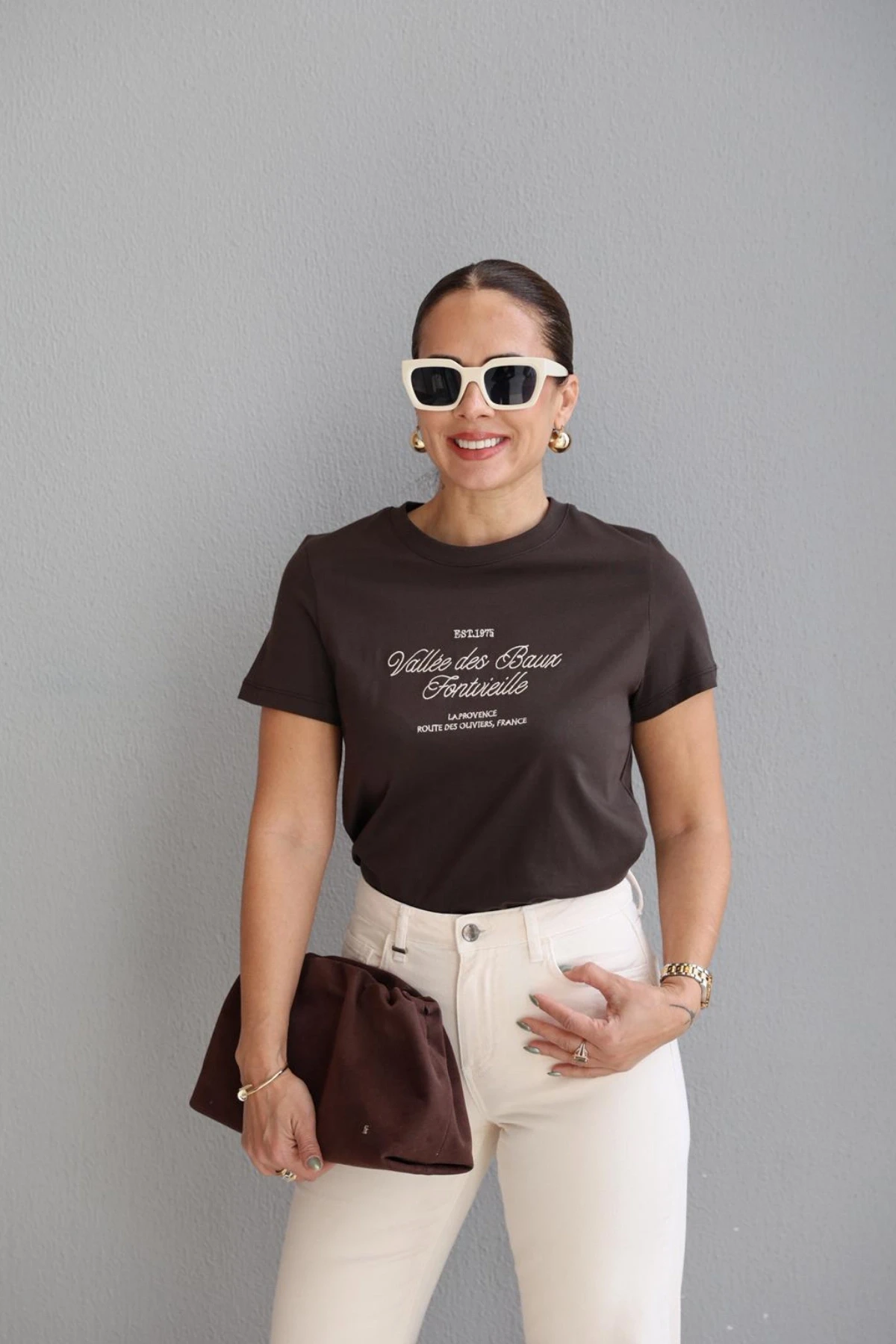 Acı Kahverengi Baskılı Tshirt