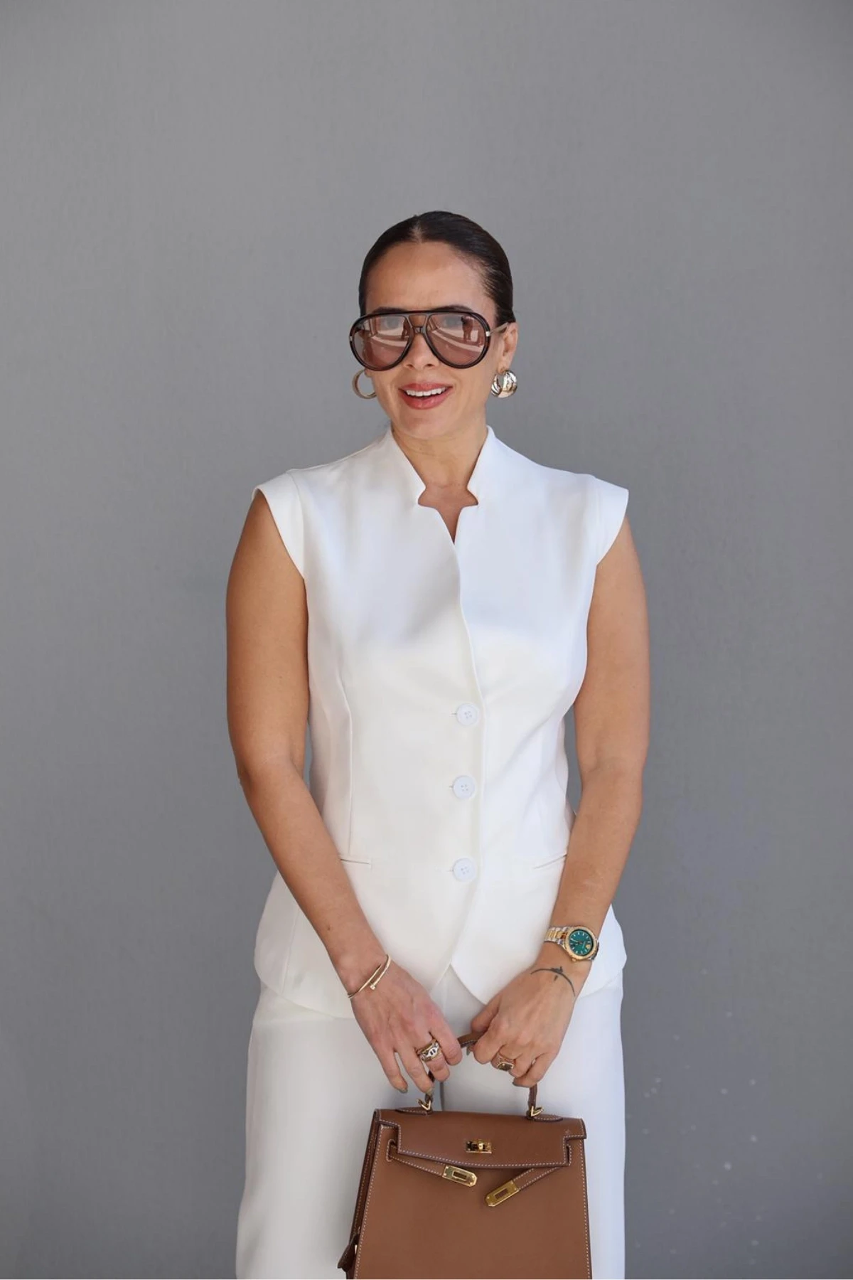 Beyaz Yelek Pantolon Takım