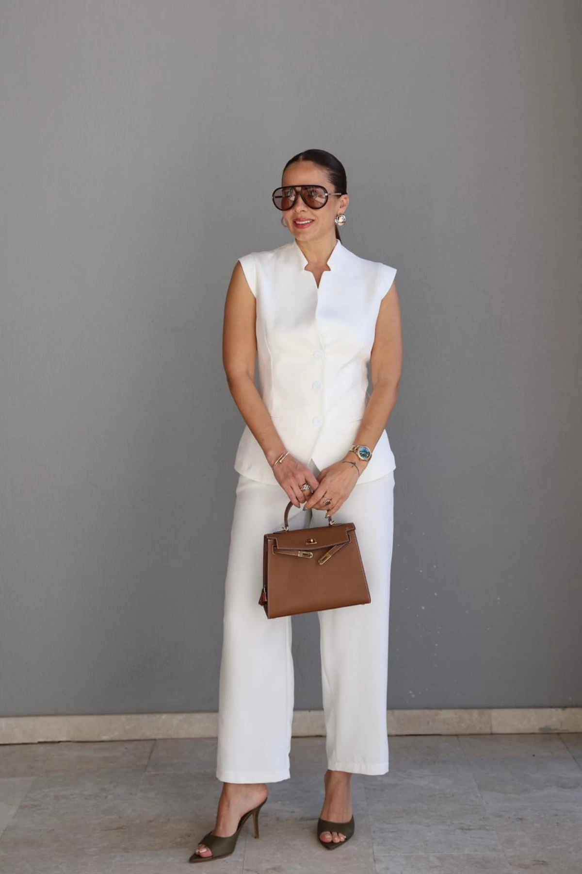 Beyaz Yelek Pantolon Takım