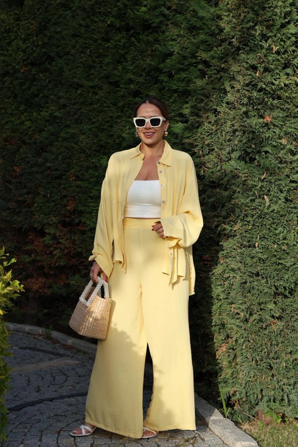 SARI Oversize Gömlek Pantolon Takım