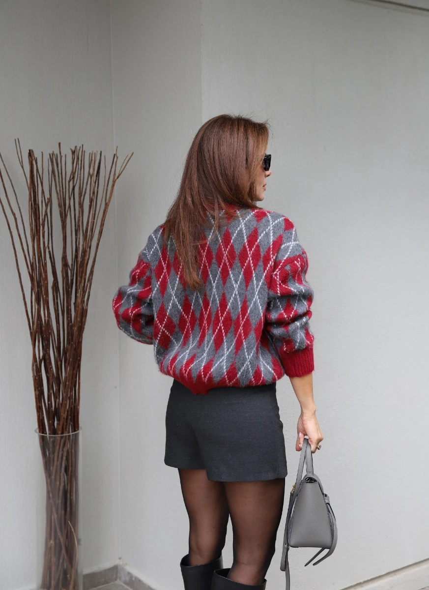 Antrasit Minik Yırtmaç Detay Şort Etek