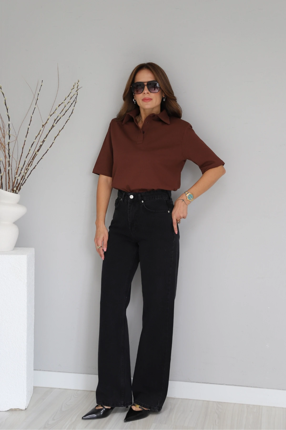 Antrasit Straight Jean Pantolon