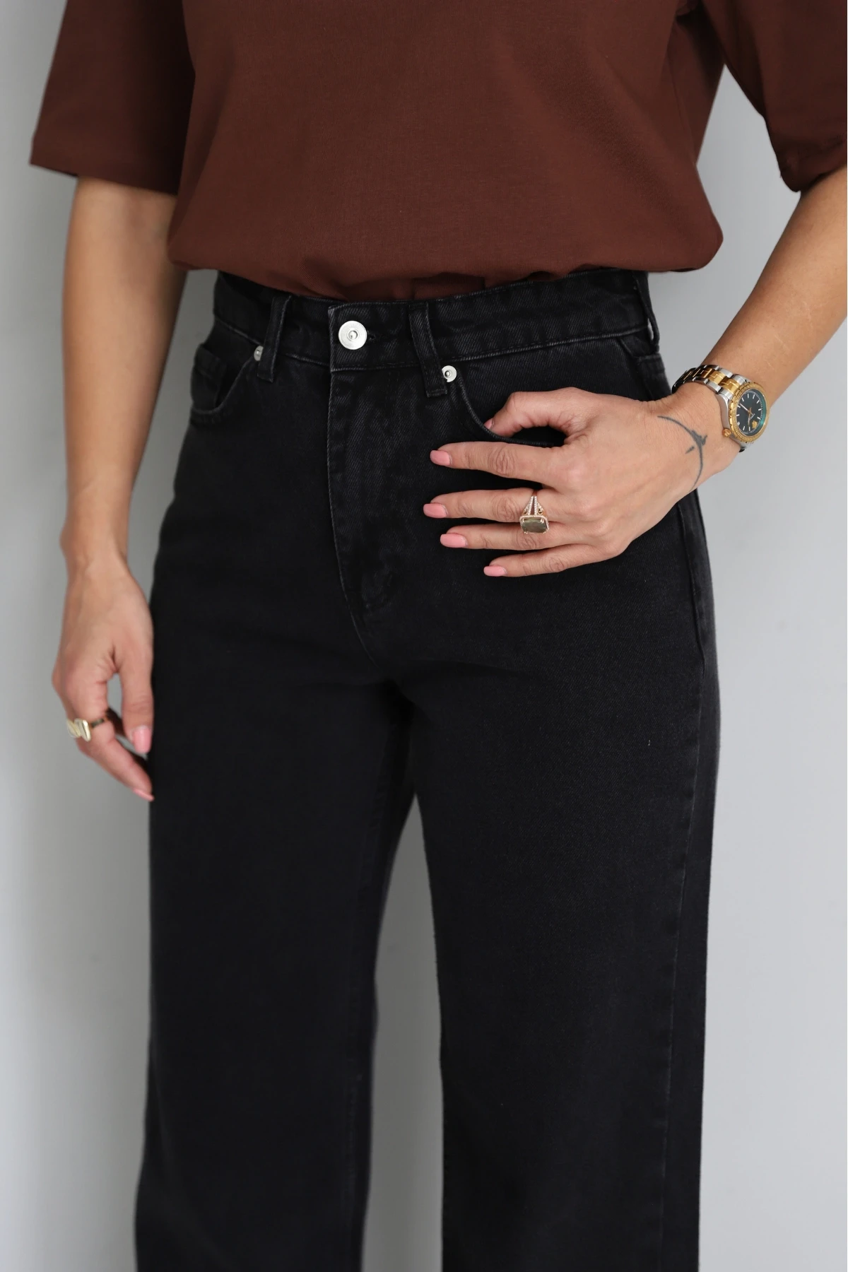 Antrasit Straight Jean Pantolon