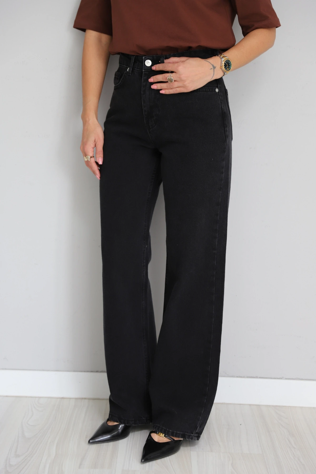 Antrasit Straight Jean Pantolon