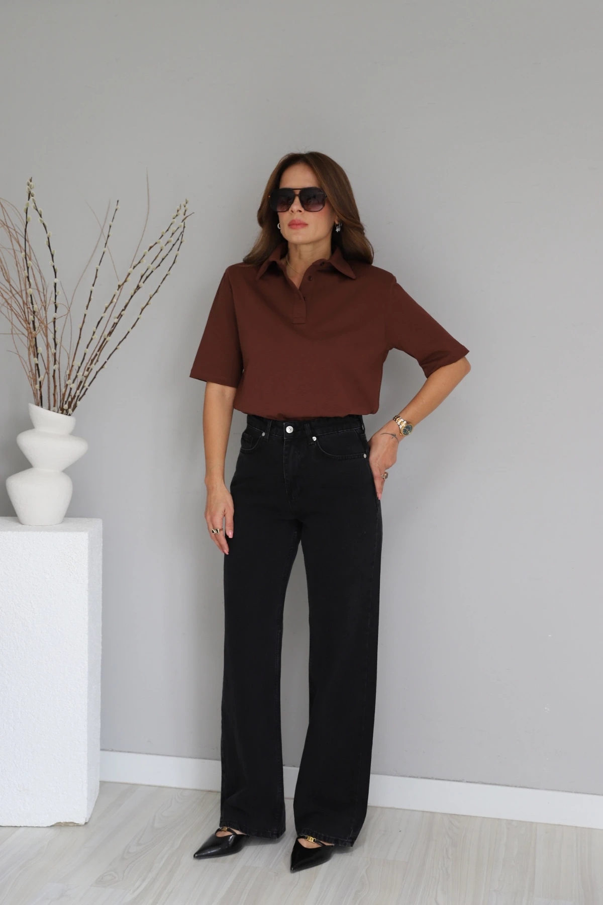 Antrasit Straight Jean Pantolon