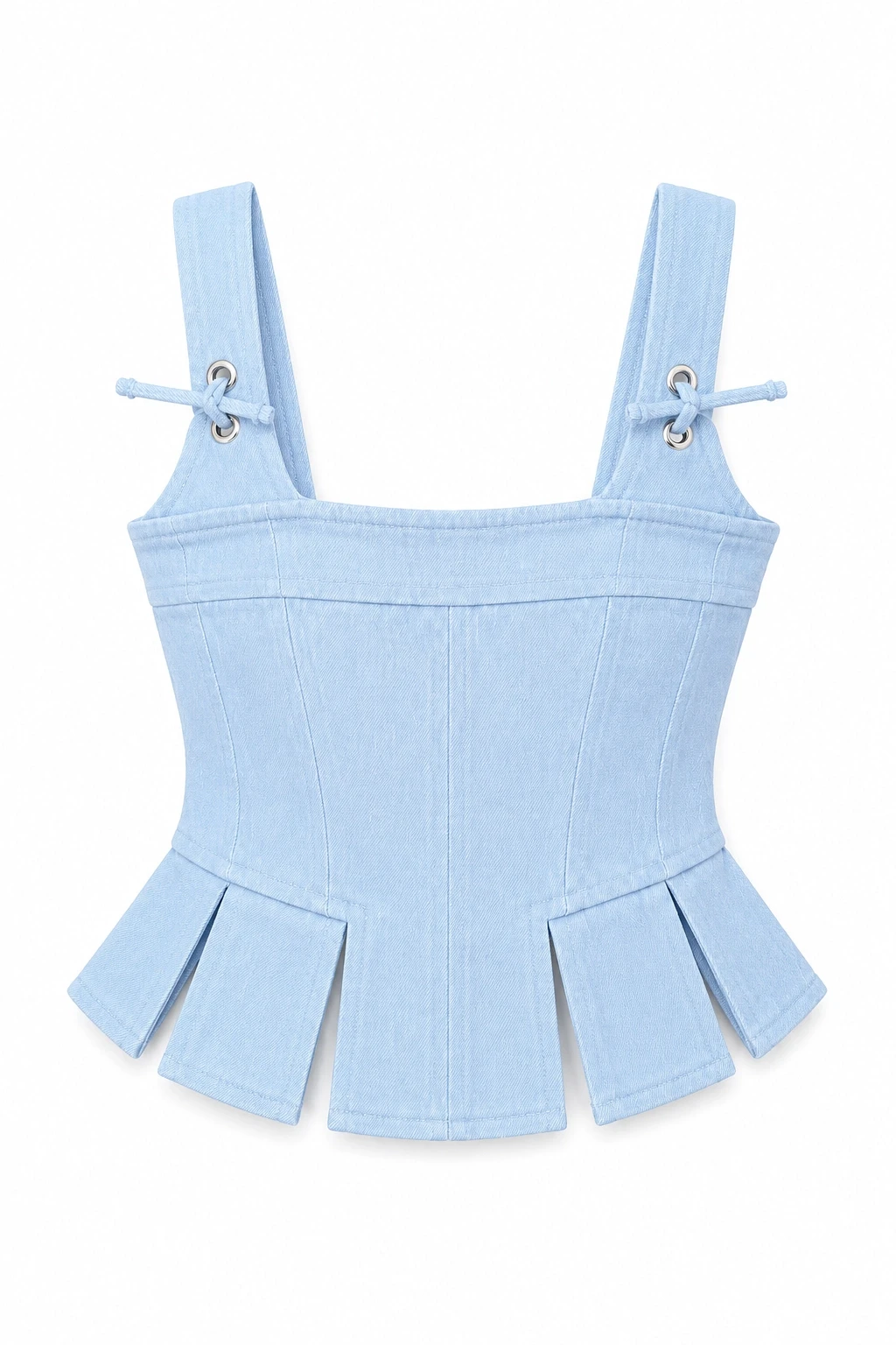 BEBE MAVİ Askısı Bağlamalı Parça Detay Crop Bluz