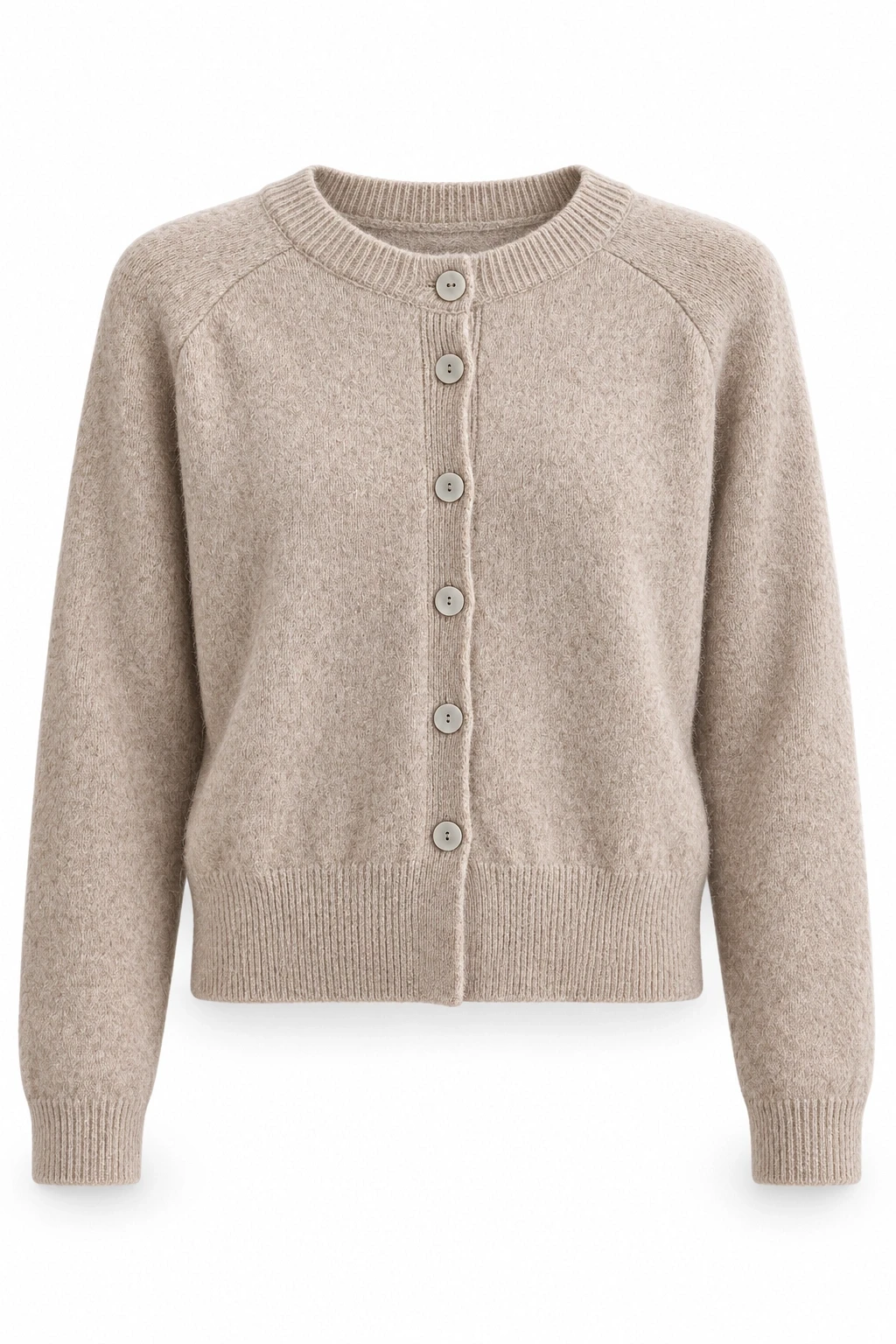 Beige Bisiklet Yaka Hırka
