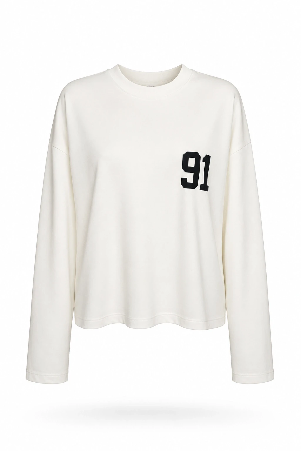 Beyaz Rakam Baskı Detay Modal Sweatshirt